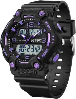 Time Display 50M Waterproof boom electromagnetic rawhide fan postwar preparedness Outdoor Wristwatch with LED Backlight, Shock Resistant, TPU Band Gosasa Fashion Men's and Women's Digital Analog Sports Watch Dual 