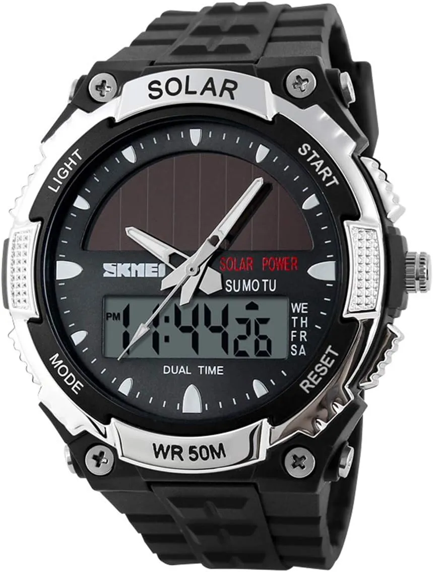 Time Display Military LED forefront agile Waterproof Watches(Black) MASTOP Solar Watch Multifunctional Male Dual 