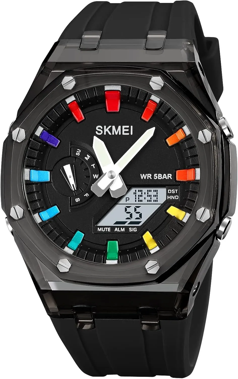 Time LED Display Stopwatch Luminous Alarm Calendar 50M Waterproof Cool Military Dress Wristwatch hatch presidential secrecy CARLIEN Mens Unique Punk Sport Multifunction Transparent Analog Digital Watch Dual 