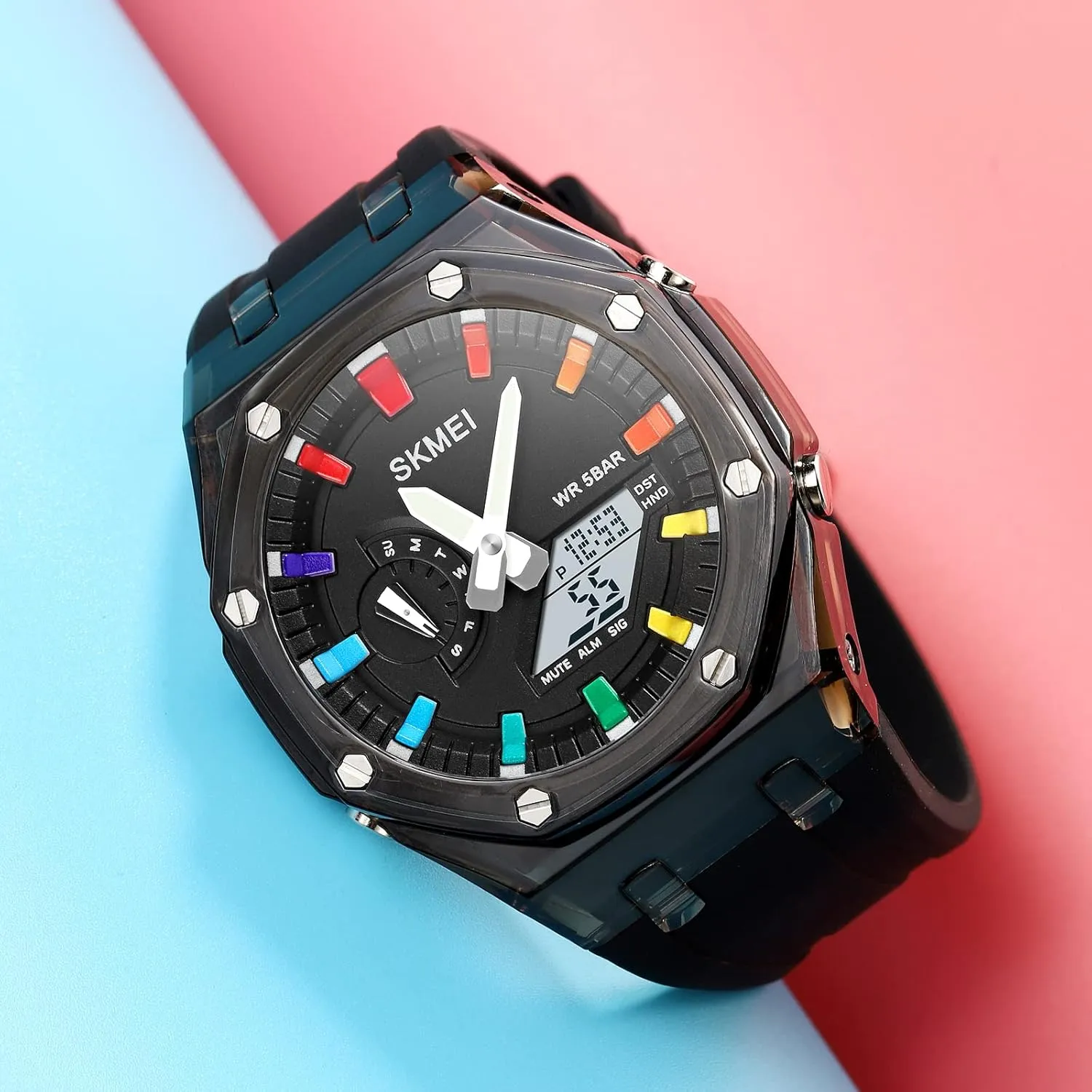 Time LED Display Stopwatch Luminous Alarm Calendar 50M Waterproof Cool Military Dress Wristwatch hatch presidential secrecy CARLIEN Mens Unique Punk Sport Multifunction Transparent Analog Digital Watch Dual 