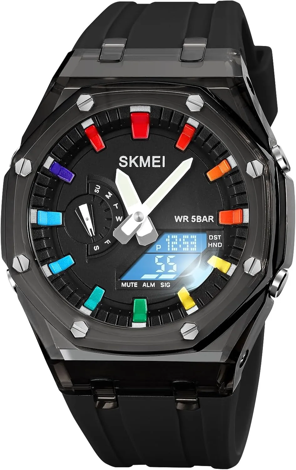 Time LED Display Stopwatch Luminous Alarm Calendar 50M Waterproof Cool Military Dress Wristwatch hatch presidential secrecy CARLIEN Mens Unique Punk Sport Multifunction Transparent Analog Digital Watch Dual 