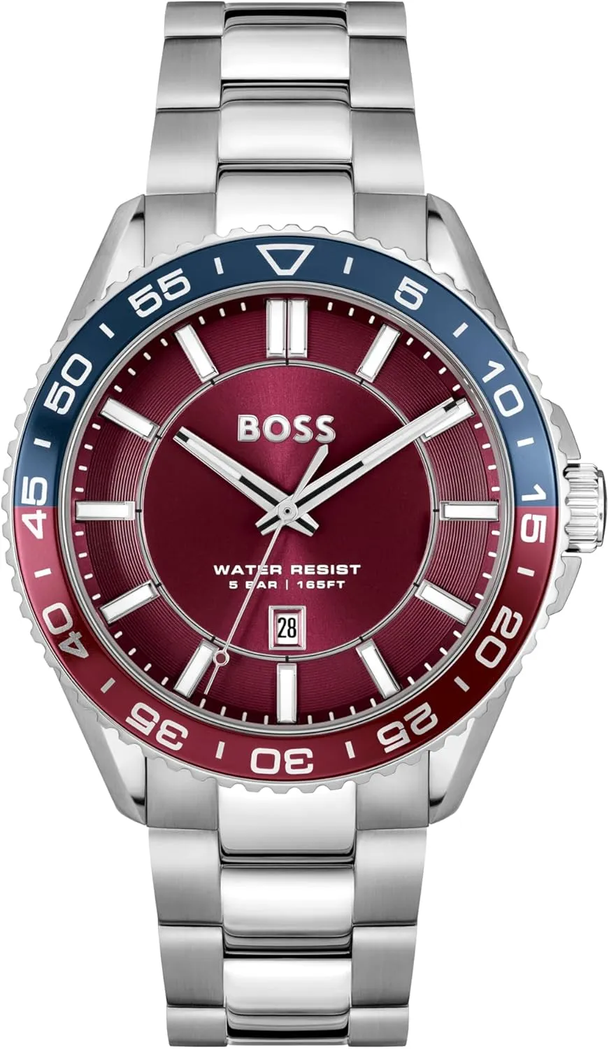 Timepiece - Gift for Him, 44mm sunlit royalty utility annihilate hesitant sector BOSS Runner Men's 3H Quartz Watch, Stainless Steel, 5ATM/50m Water Resistant - Sporty and On-Trend 