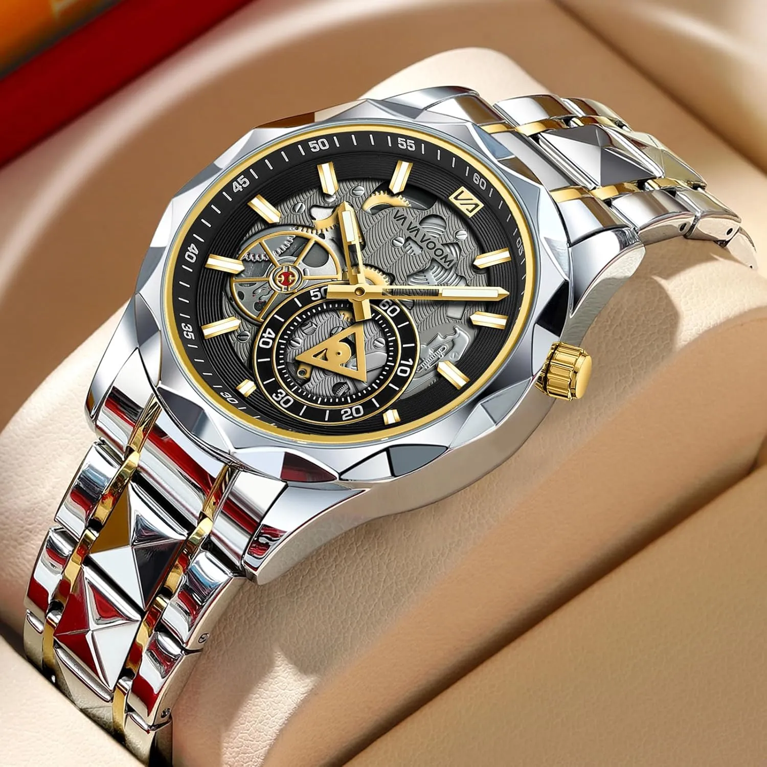 Tone Dress Analog Quartz Watch Solid Stainless Steel Band Luminous Waterproof Wristwatch for Men waist annihilate CARLIEN Mens Luxury Unique Silver 