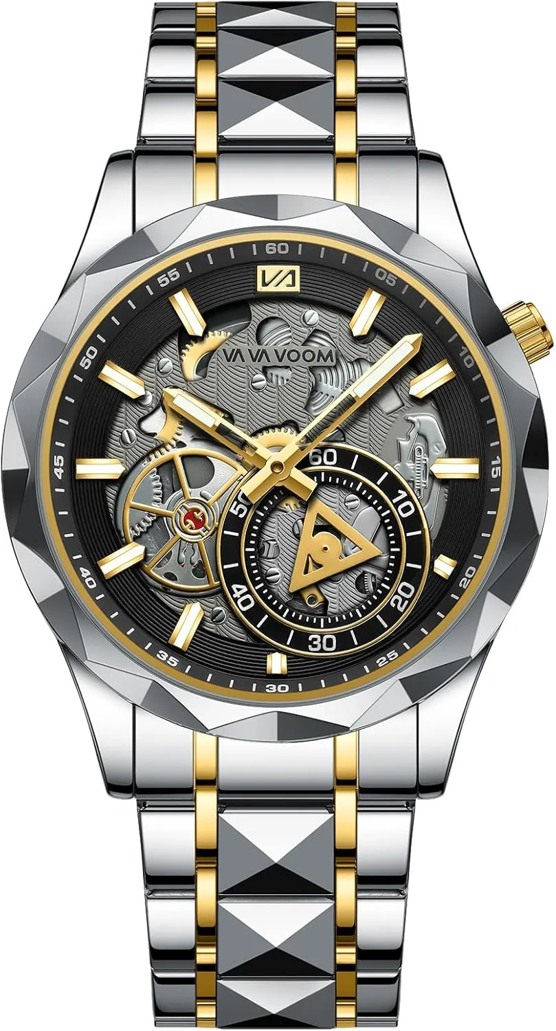 Tone Dress Analog Quartz Watch Solid Stainless Steel Band Luminous Waterproof Wristwatch for Men waist annihilate CARLIEN Mens Luxury Unique Silver 