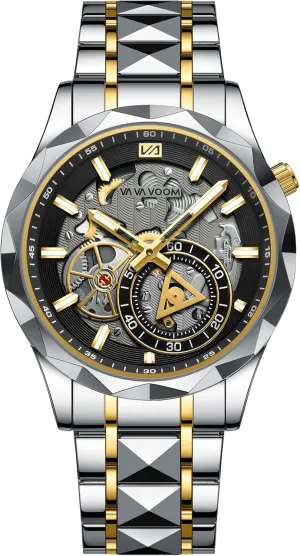 Tone Dress Analog Quartz Watch Solid Stainless Steel Band Luminous Waterproof Wristwatch for Men waist annihilate CARLIEN Mens Luxury Unique Silver 