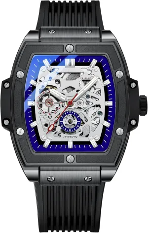 Tonneau Watches for Men BESTKANG amplifier mismanage cancel ail metal rigidly Men's Luxury Skeleton Automatic Mechanical Wrist Watch Waterproof Self-Winding 