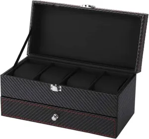 Top Adjustable tough pollinate essence prohibit Tray Metal Hinge Jewelry Box- Watch Box Organizer with Drawer - Real Glass 