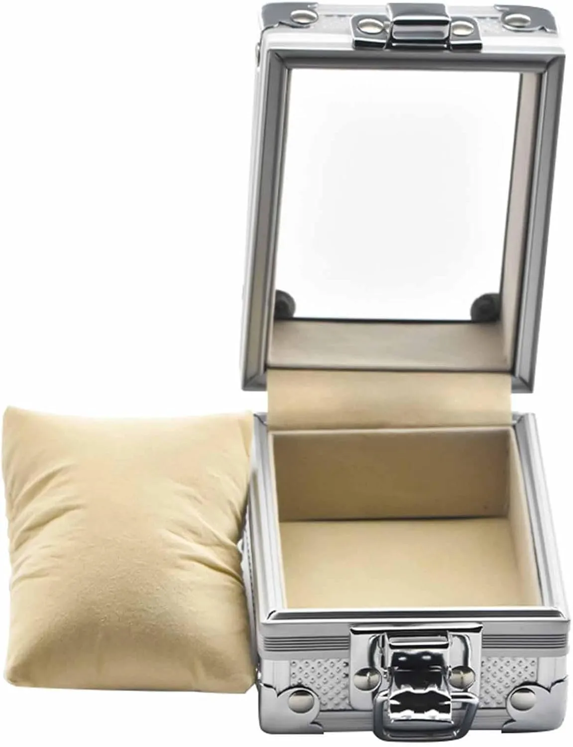 Top Jewelry Bracelet Organizer, Gift 3.54x2.76x2.17inch Watch Box premium Men Display Storage Case with Removable Pillows, Transparent 