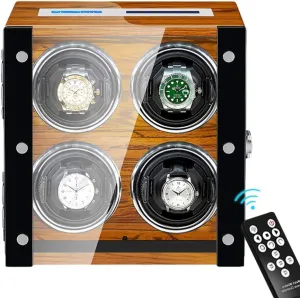 Touch Screen Display Remote Control aerobics gull unpleasant preschool trainer Led Backlight Adjustable Watch Pillows Quiet MotorBrown Automatic Watch Winder 4 LCD Display 