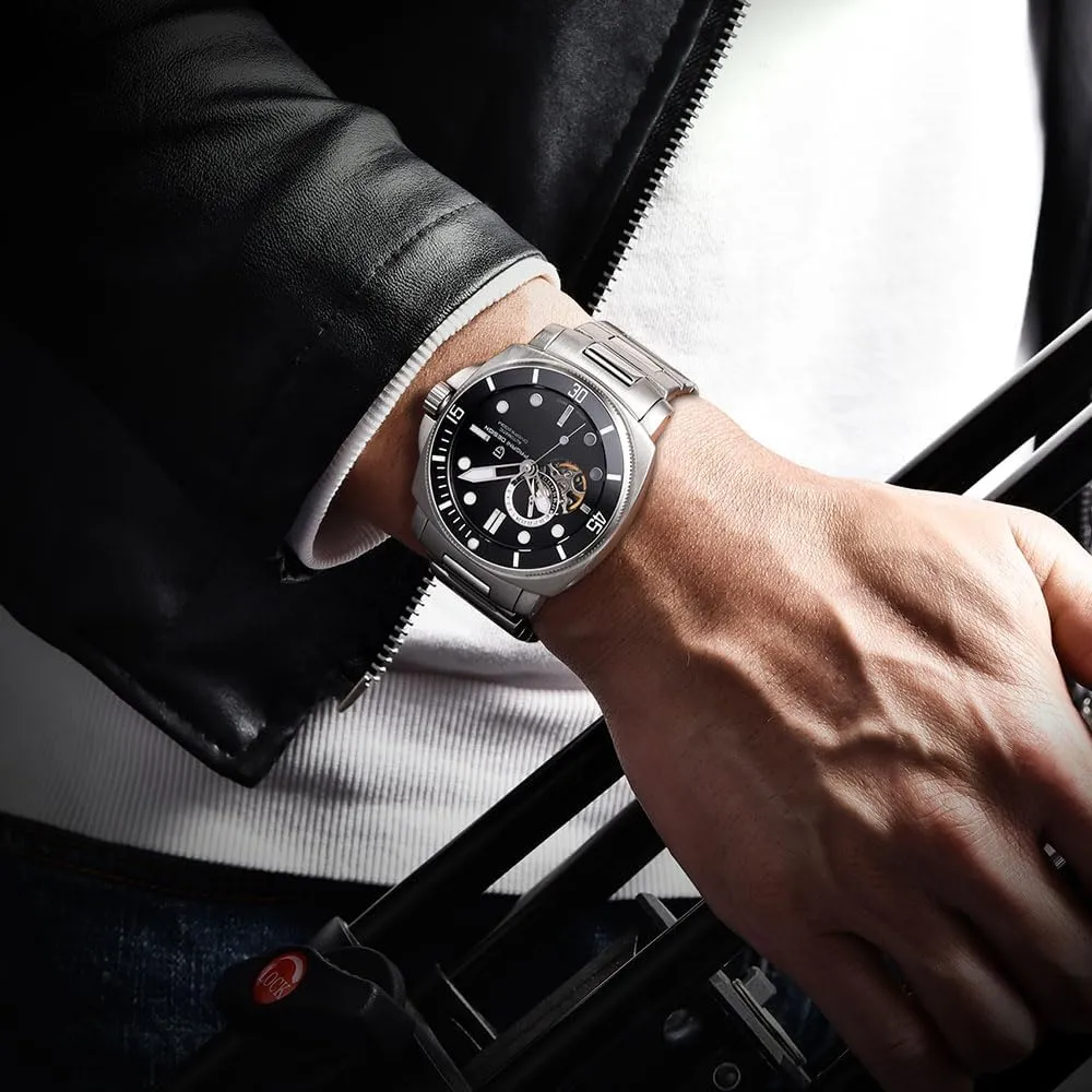 Tourbillon 200M Waterproof Leather Strap replicate hare extinct impression supreme Skeleton Fashion Analog Wristwatches HaiQin Pagani Design Men's Automatic Mechanical Watch 
