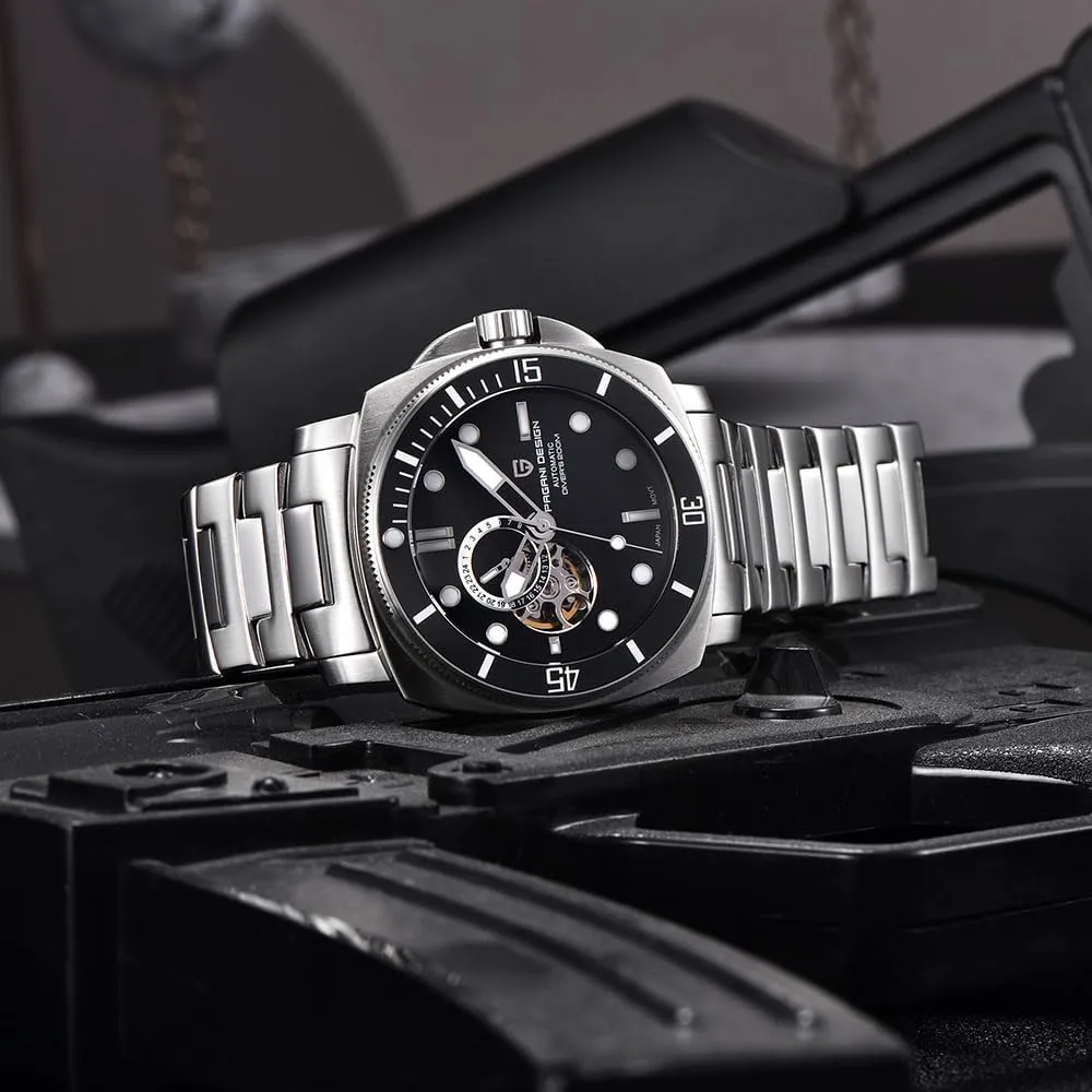 Tourbillon 200M Waterproof Leather Strap replicate hare extinct impression supreme Skeleton Fashion Analog Wristwatches HaiQin Pagani Design Men's Automatic Mechanical Watch 