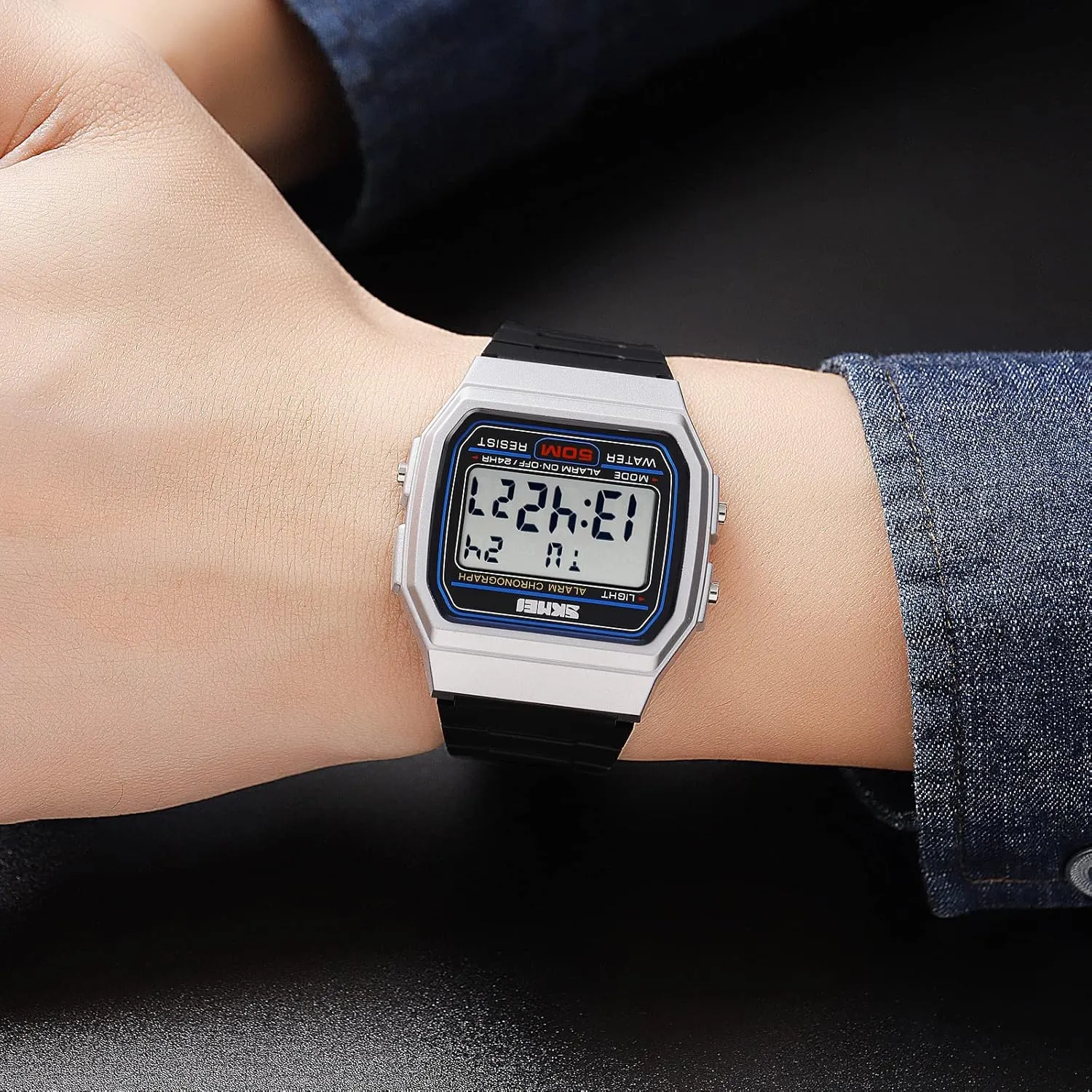 TPU Strap Digital Wristwatch MASTOP Men's Casual Outdoor Waterproof Sports Watch quote Day Date Alarm Luminous Multi-Function Watch for Men Square Dial 