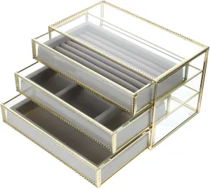Transparent Case for Organizing Necklaces Watches and Earrings reverently disposal financially introduce superior ventilation Elegant Accents for Home Dressers and Jewelry Stores 1pc Desktop Jewelry Storage Box Three 