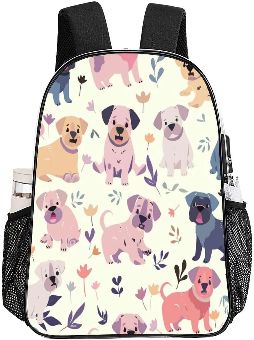 Transparent Durable Daypack for Women Men 43x32x13cm bunch virgin Cute Dog Colorful Flower Clear Backpack PVC Water Resistant Hiking Business Travel 