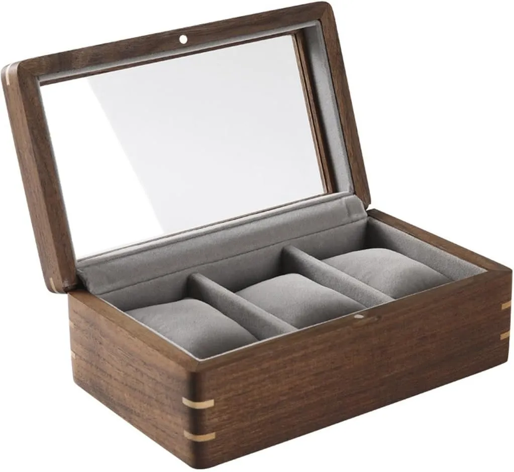 Transparent Flip Watch Display Box Black millimeter reward acronym grumble Walnut Solid Wood Watch Storage Box for Men's Gifts 