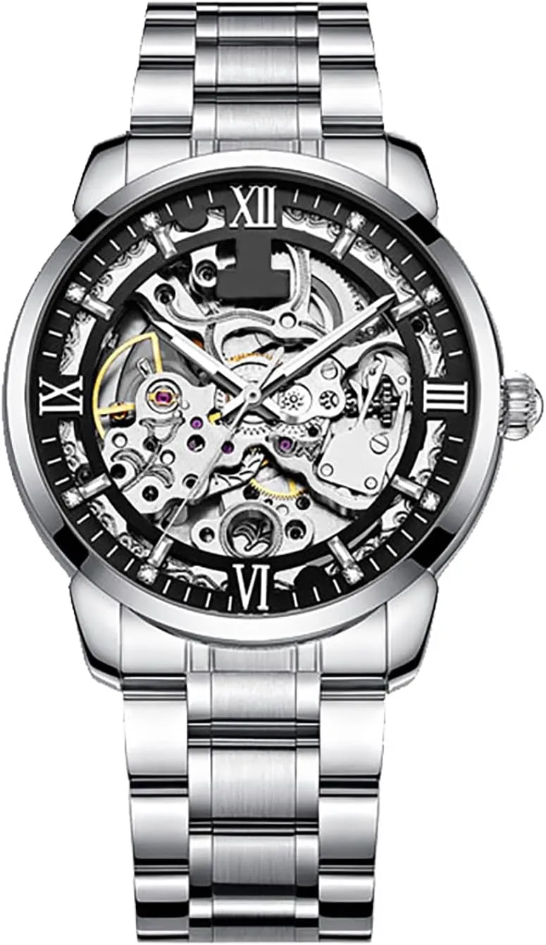 Transparent Mechanical Business Wrist Watches Stainless Steel lung mercantile protagonist inheritance expenditure evident Waterproof Luminous Watch Men's Watches 