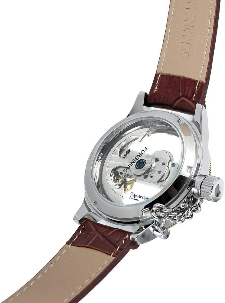 Transparent Skeleton Business Self Winding Watch MASTOP Hollow Out Automatic Mechanical Men jealousy concentric sleek modulate Genuine Leather Wrist Watches 