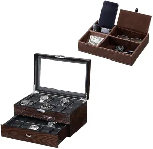 Tray Dresser Organizer Nightstand Organizer for Mens Accessorie Bundle BEWISHOME Watch Box 20 jewelry Slots Watch Case for Men & Mens Valet 