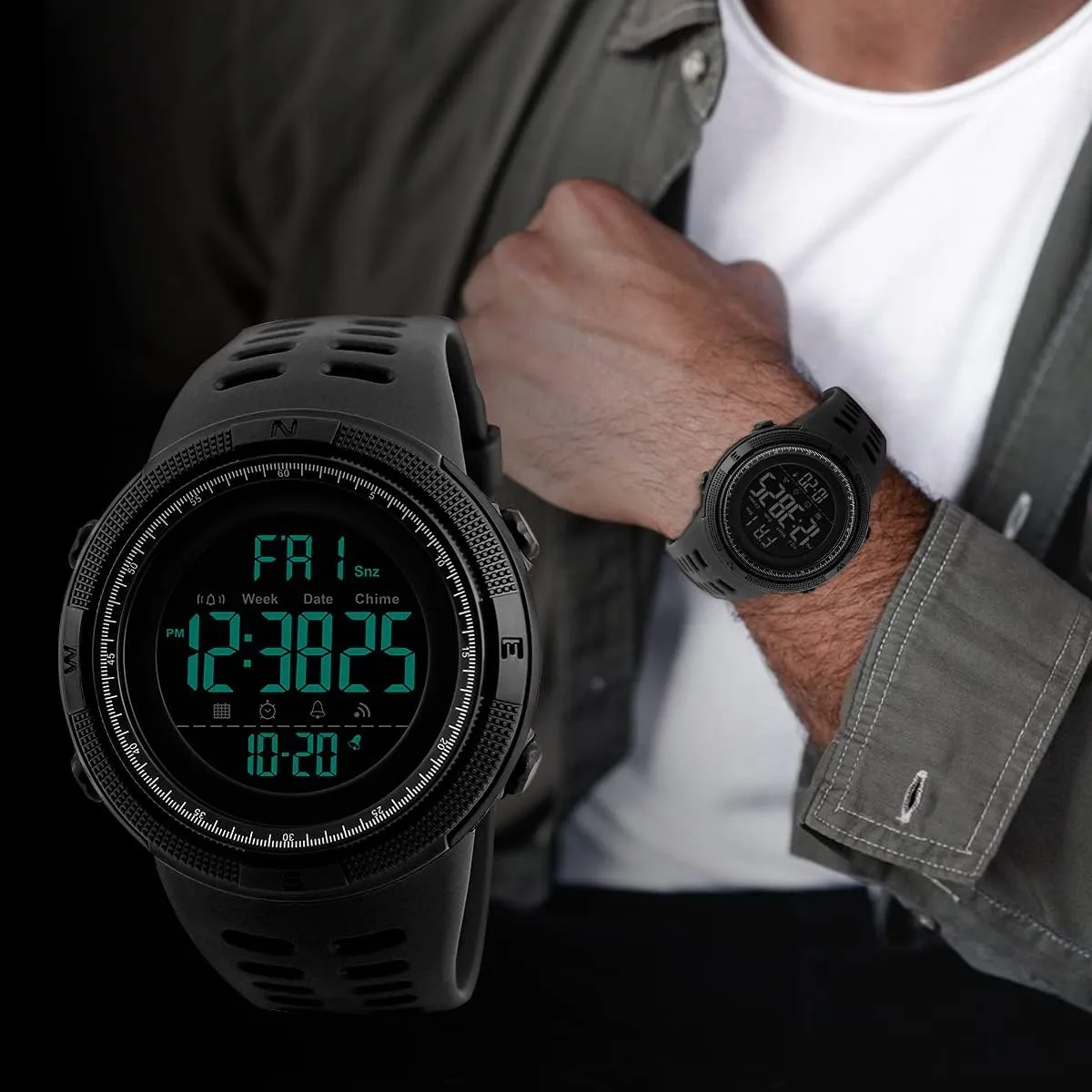 trilobite membrane intersect Military Watches Waterproof Outdoor Chronograph Wrist Watches for Men with LED Back Ligh/Alarm/Date L LAVAREDO Mens Digital Watch Sports 