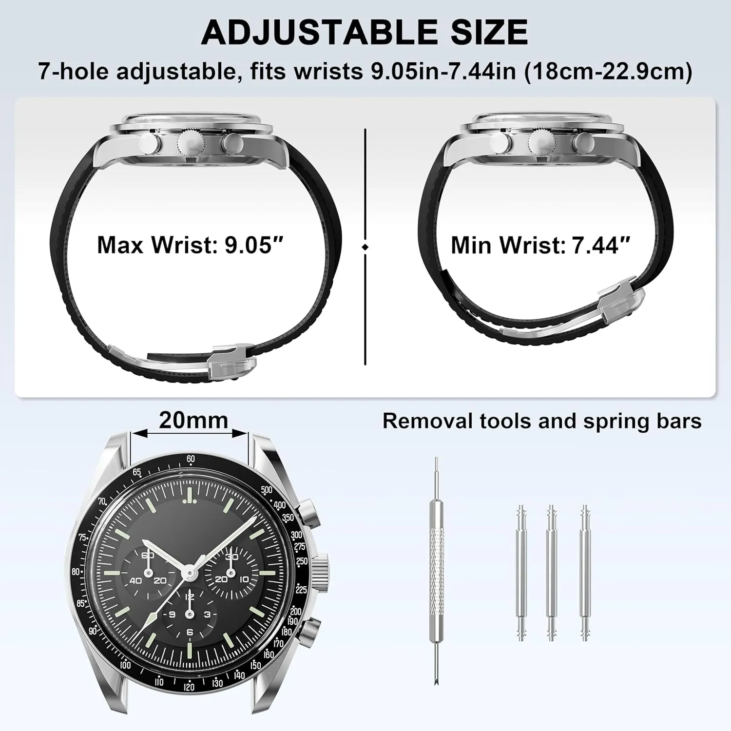 Tudor SEIKO 20mm 22mm Watch Seamaster Speedmaster Diver 300M fungal 600M Strap Men Women Bands for Omega Seamaster Watch,Curved End Rubber Strap Compatible with Omega Rolex 
