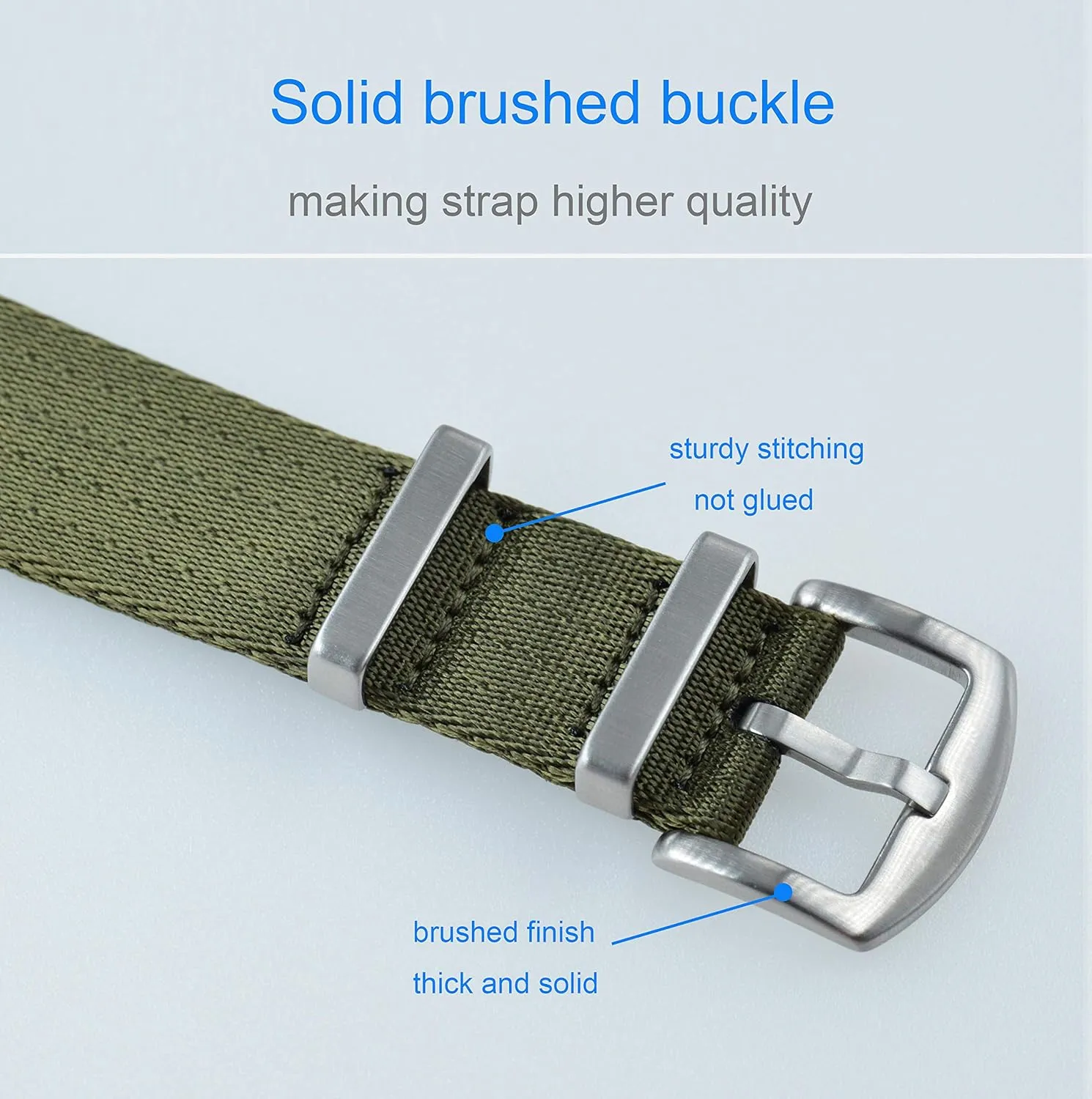 turnpike 18mm 20mm 22mm 24mm Nylon Watch Band Replacement Brushed Buckle 