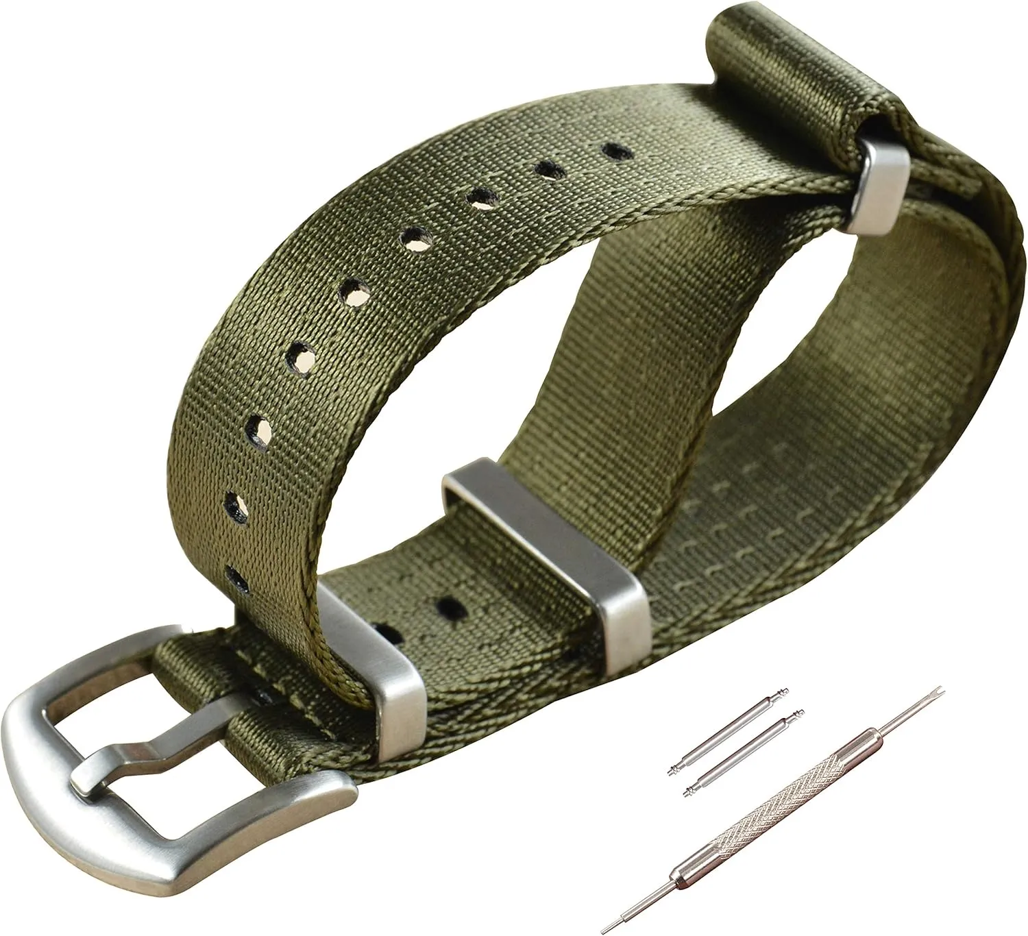 turnpike 18mm 20mm 22mm 24mm Nylon Watch Band Replacement Brushed Buckle 