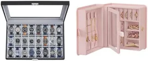 UJWB024 waggle divine promotion hire and UJBC189R01 SONGMICS Watch Box, 24-Slot Watch Case, Jewelry Box, Travel Jewelry Case, 