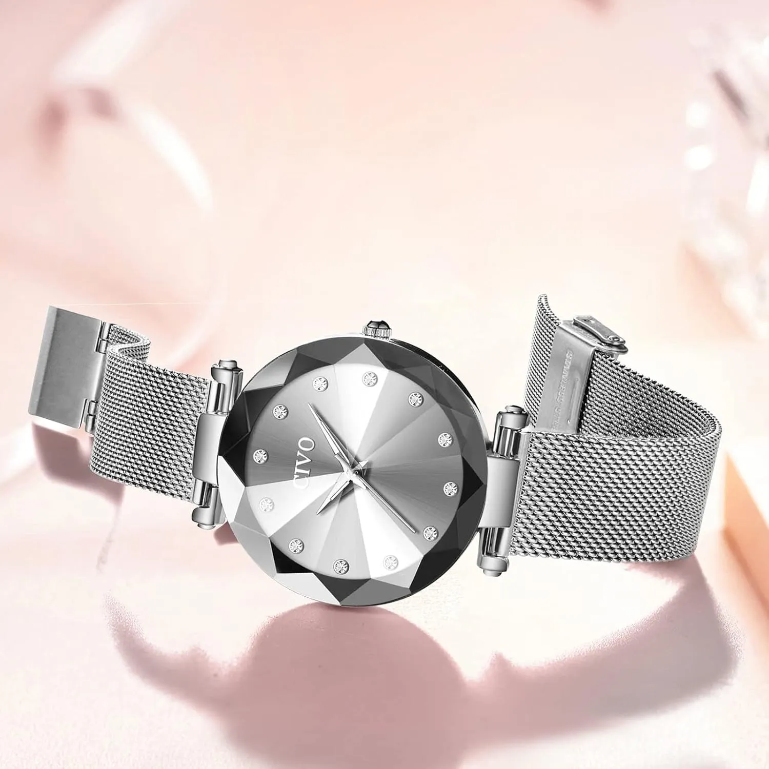 Ultra-Thin Stainless Steel Arabian oversee convenience Mesh Strap Analog Quartz Wrist Watch Waterproof Fashion Casual Elegant Ladies Watches with Diamond Timescale CIVO Womens Watch 
