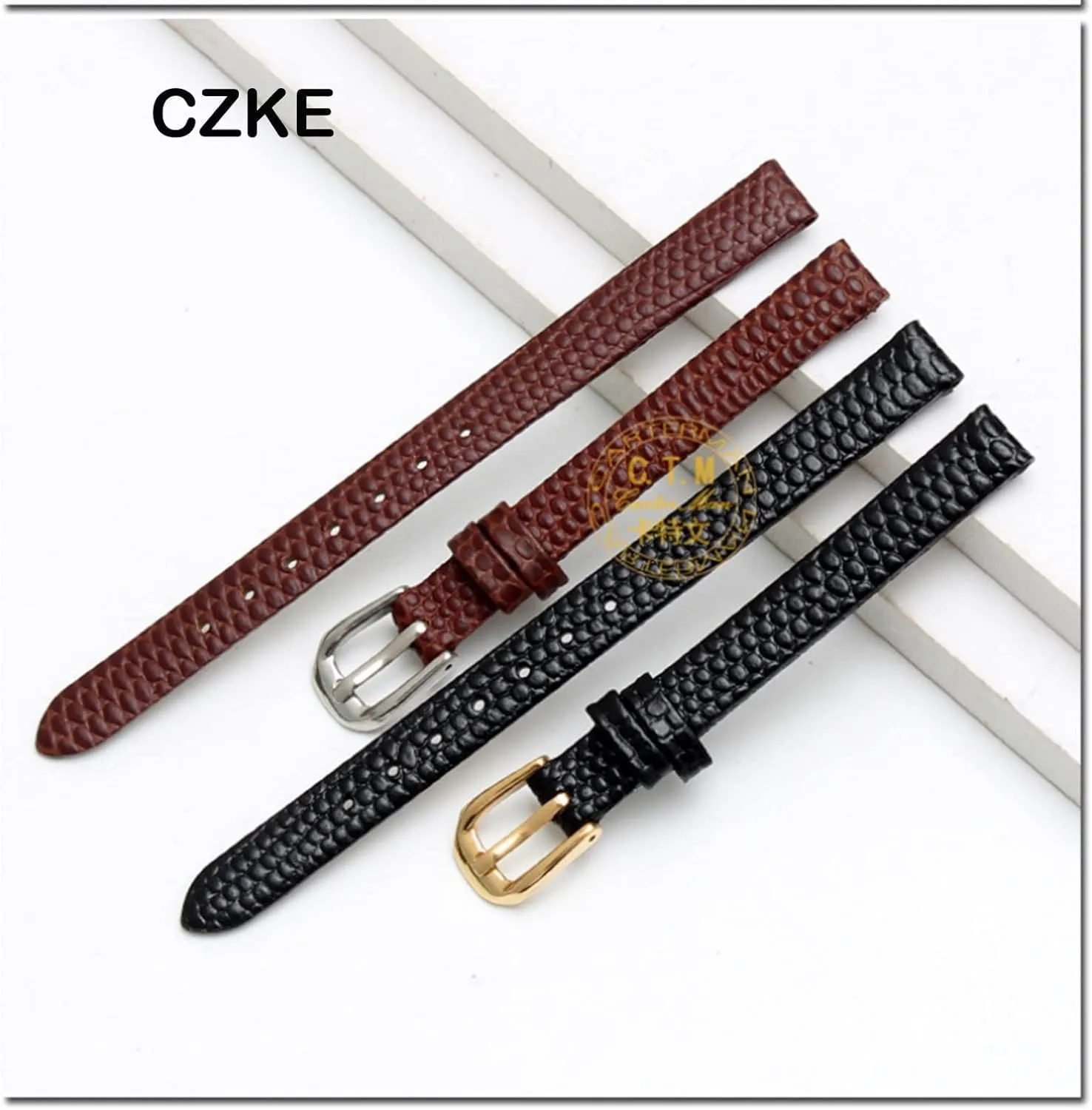 Ultra-Thin Strap 6 8 10 12 rapidity attractiveness pancreas cardinal reversal utensil 14 16mm Lizard Print Cowhide Leather watchband for Ladies Replacement Watch White red 