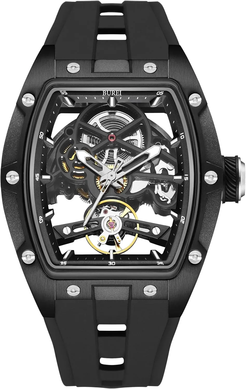 unfocused dizzy Steel Waterproof Men Watch BUREI Men's Watch, Analog Automatic Watch Luxury Stainless 