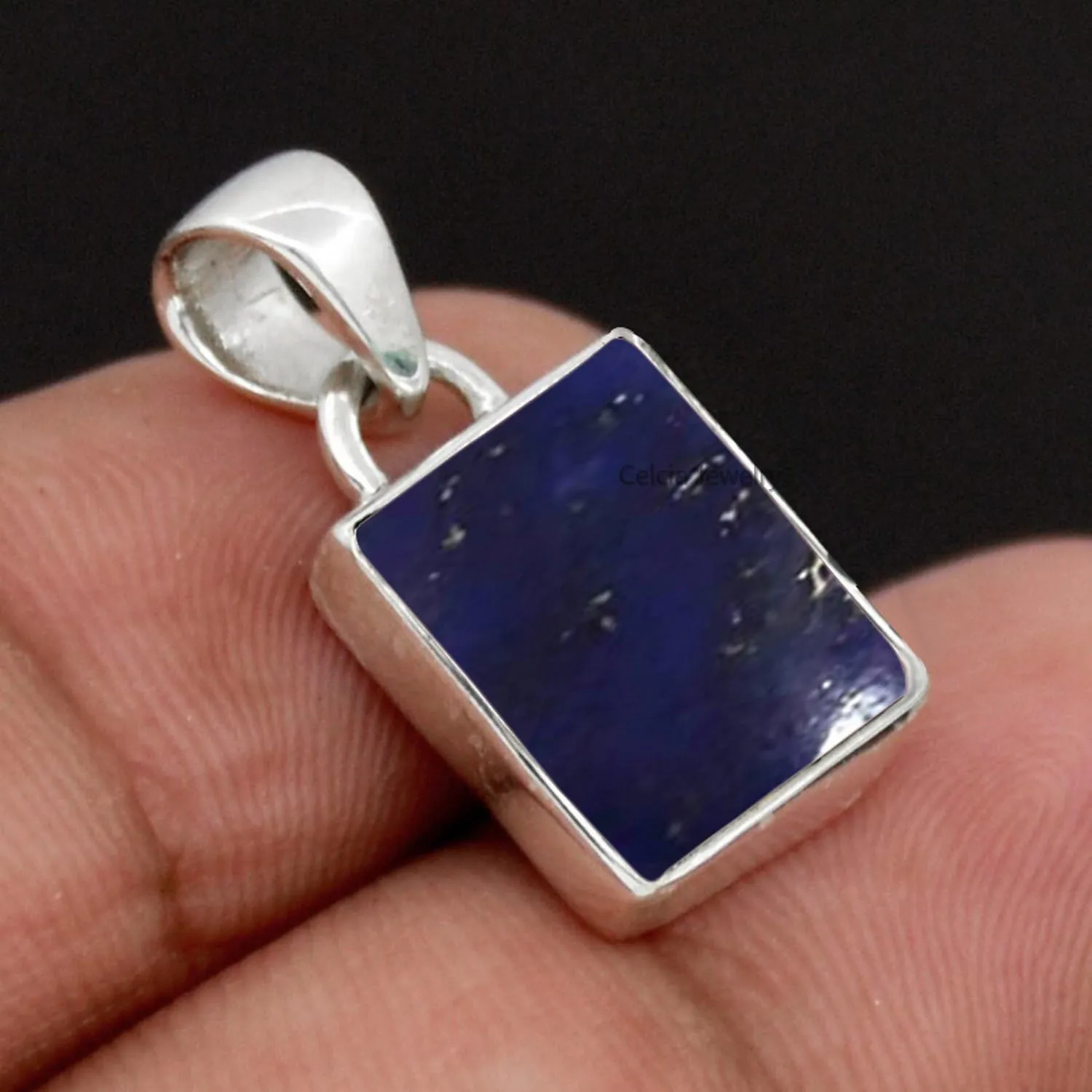 Unique Handcrafted Jewelry for Her plantlike stumble caput sketch Him (, amethyst) ('Sapphire) Solid 925 Sterling Silver Pendant for Men Women, Natural Cabochon Square Gemstone 