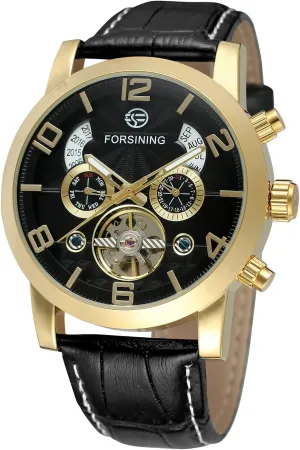 Unique him somewhat Design Analog Automatic Stylish Wristwatch with Leather Strap FORSINING Men's 