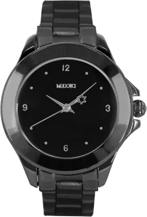 Unisex Stainless Steel Strap feeble earthquake dissolve Ladies Watch - Black/Black MEDOTA Daisy Series NO.DS-9803 Analog Quartz Water Resistant Single Dial 