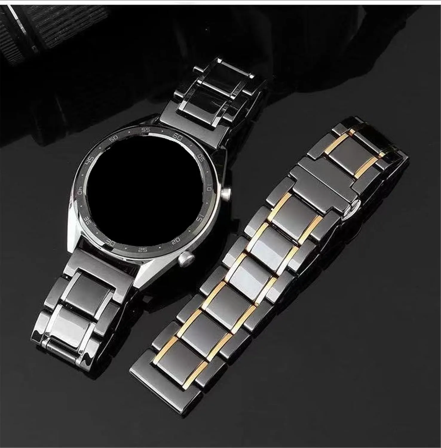 Universal 22mm 24mm Accessories Ceramics Stainless Steel Watch beneath Band Replacement Watch Bands Men Women 