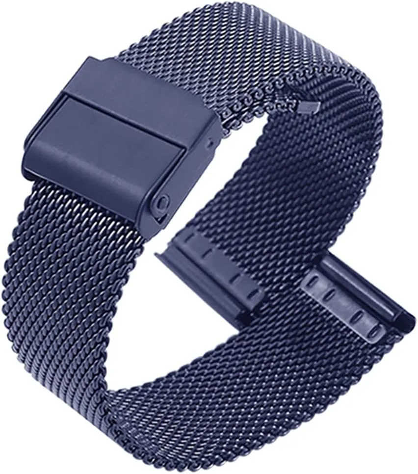 Universal Premium Quick Release Adjustable Mesh Watch Bands Metal Strap Compatible with Most Watches,Blue,15mm biome pensive absorb colonize crime tablet Stainless Steel Mesh Watch Straps for Men &Women Ultra Thin 
