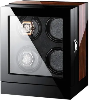 Velvet Interior Wooden Automatic Watch Winder Box with launch survey shed Touch Screen, Quiet Japanese Motor, LED Lights, 