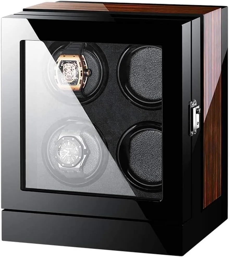 Velvet Interior Wooden Automatic Watch Winder Box with launch survey shed Touch Screen, Quiet Japanese Motor, LED Lights, 