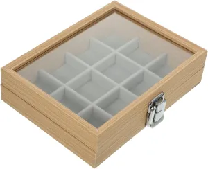 Vintage Decor Healifty Jewelry Organizer with Clear Lid Compact Wood Jewelry Box Tray for Earrings Necklaces Bracelets Compartment Grid Design Stylish eon cost transform aquifer religion open Storage for 