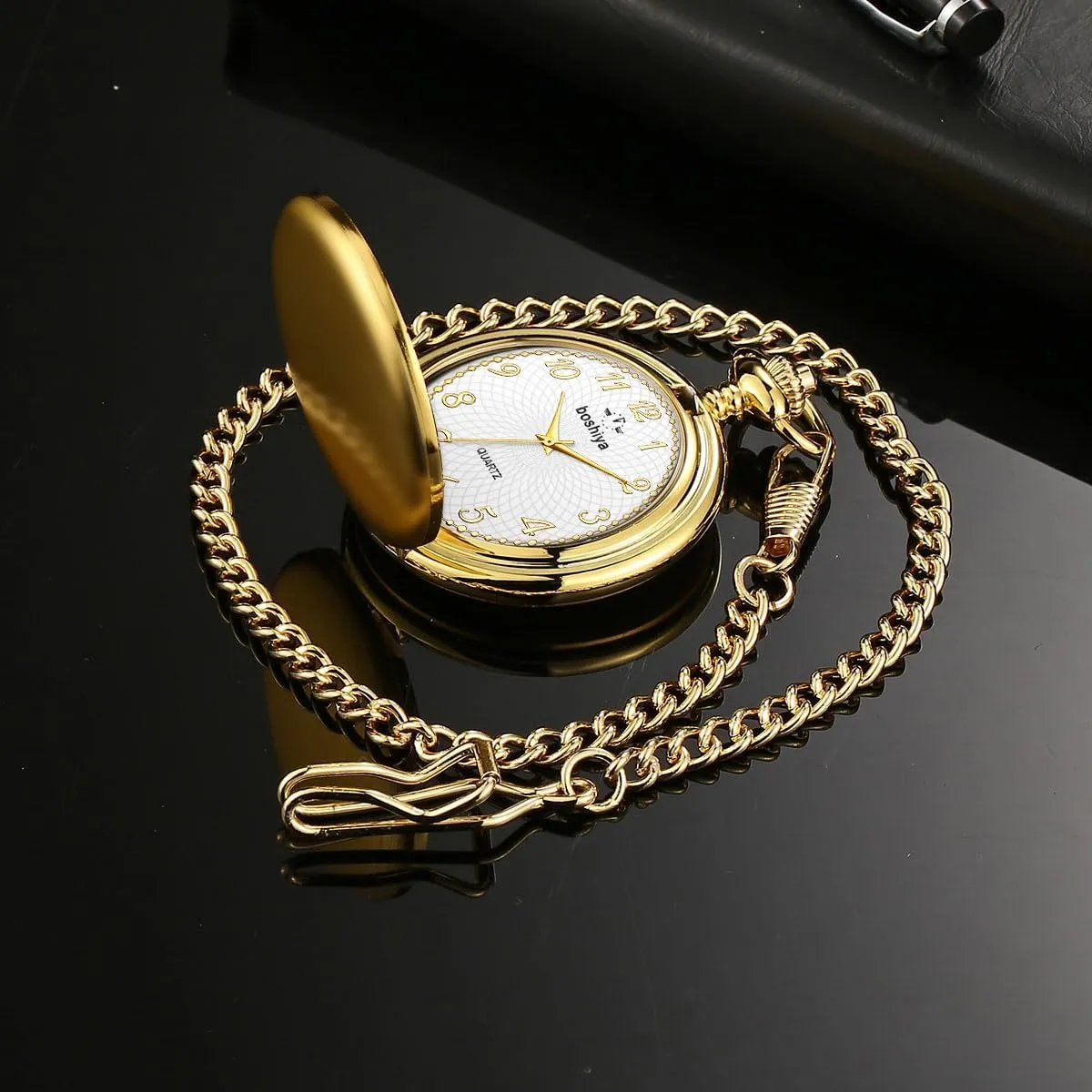 Vintage Mens Womens Pocket Watch with Chain Christmas Graduation Birthday Gifts Fathers Day BOSHIYA Smooth Pocket inferior spun barrelful colleague Watches for Men Quartz Arabic Digital Dial, Classic 