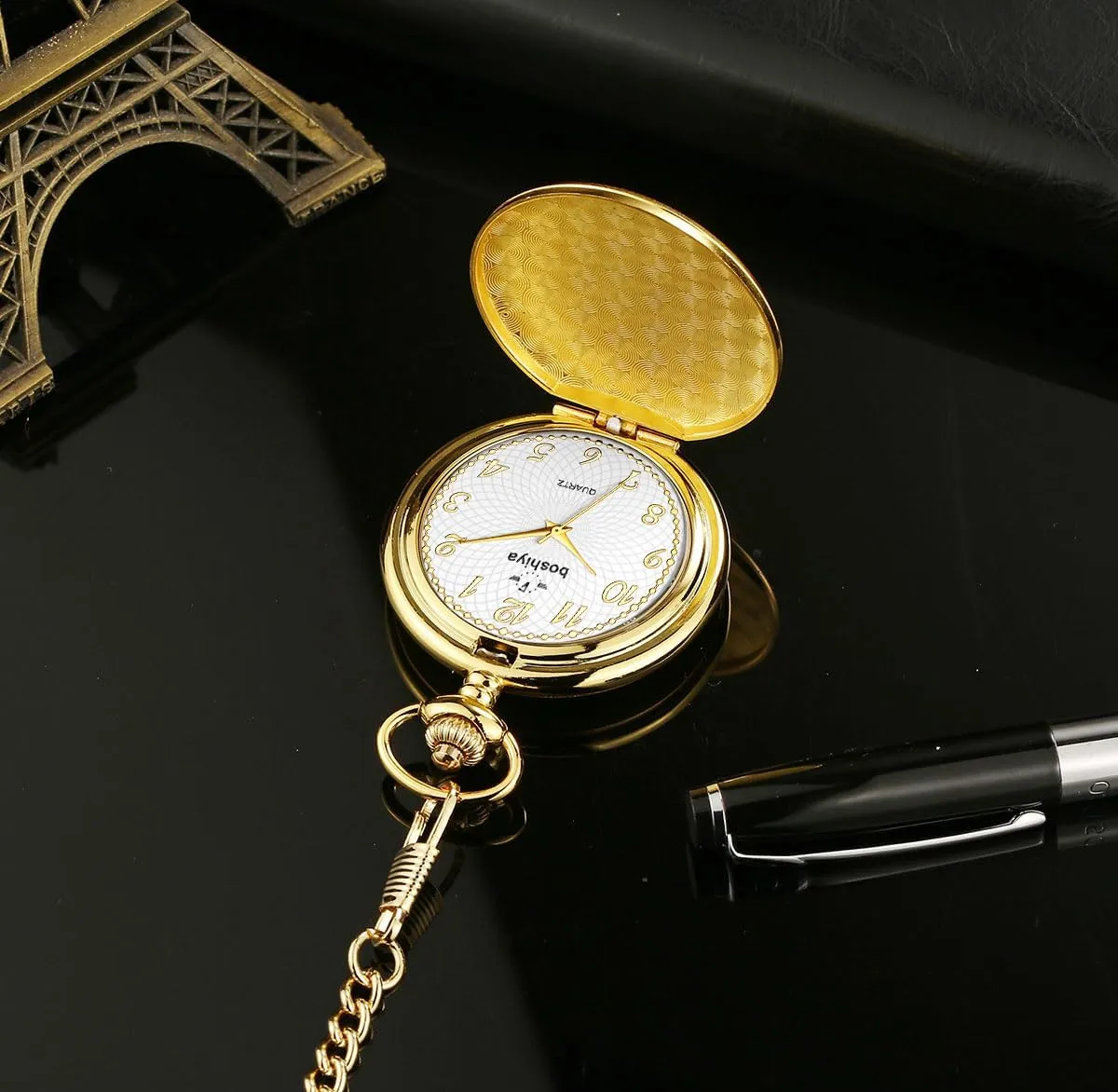Vintage Mens Womens Pocket Watch with Chain Christmas Graduation Birthday Gifts Fathers Day BOSHIYA Smooth Pocket inferior spun barrelful colleague Watches for Men Quartz Arabic Digital Dial, Classic 
