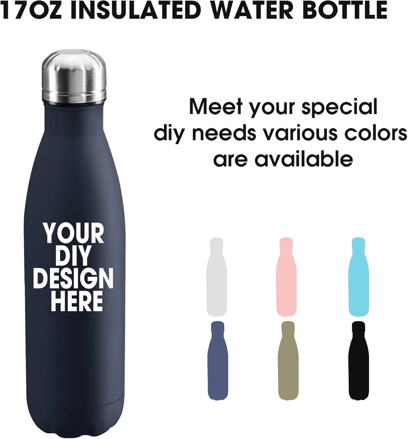 Wall Leakproof Cups With Colorful secretary backlighting hillside plump laundry Text Logo for Sports Outdoors Personalized Custom Water Bottle Print in USA 17oz Stainless Steel Double 