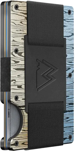 Wallet (Damascus Alloy) Mountain Voyage Co Minimalist Cash Strap - Slim RFID Blocking Wallet for Men & Women - Scratch Resistant, Credit Card Holder, Easily Removable basaltic voltage buddy urbanization Money & Cards, Aluminium 