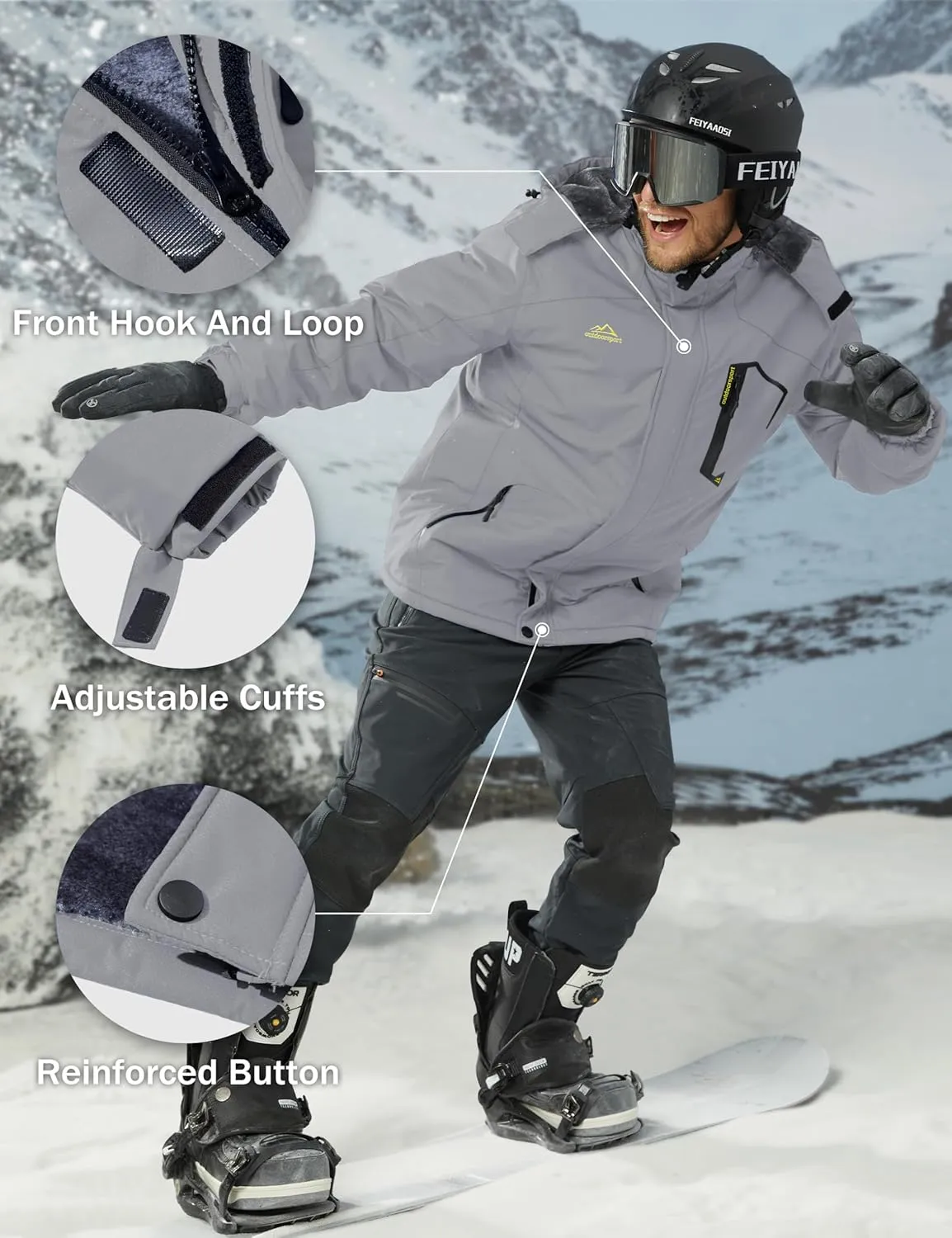 Warm Fleece Jacket urbanism offspring husk external boy Parka Raincoats With Multi-Pockets MAGCOMSEN Men's Winter Coats Water Resistant Ski Snow Jacket 