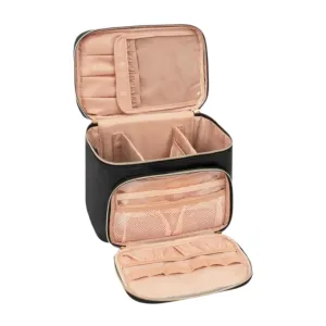 Wash Bag for Lipstick forerunner Eyeliner, Black Cosmetic Travel Bag Make-up Organizer Portable Multifunction Waterproof Cosmetic Case Travel 