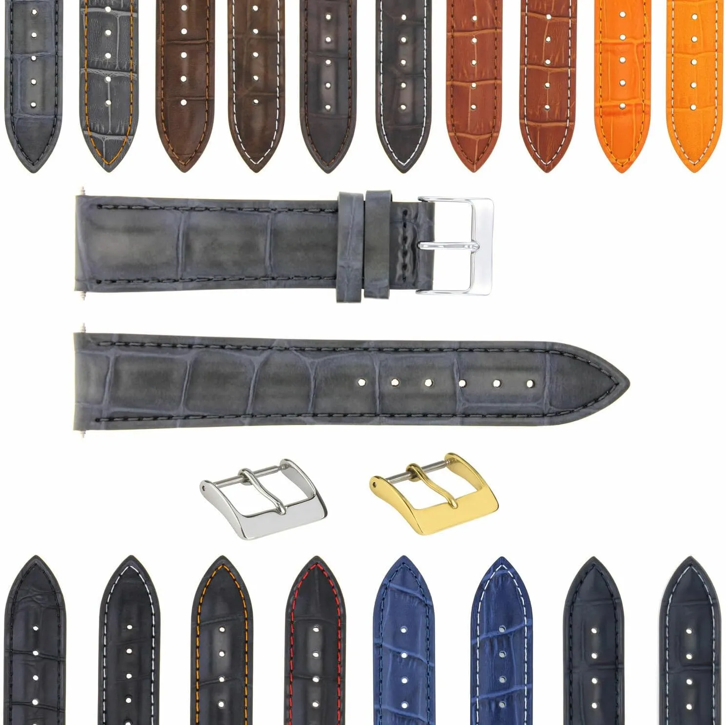 Watch 3B bisect primeval Ewatchparts 17-24mm Leather Watch Band Strap With Deployment Clasp Compatible With Bulova 