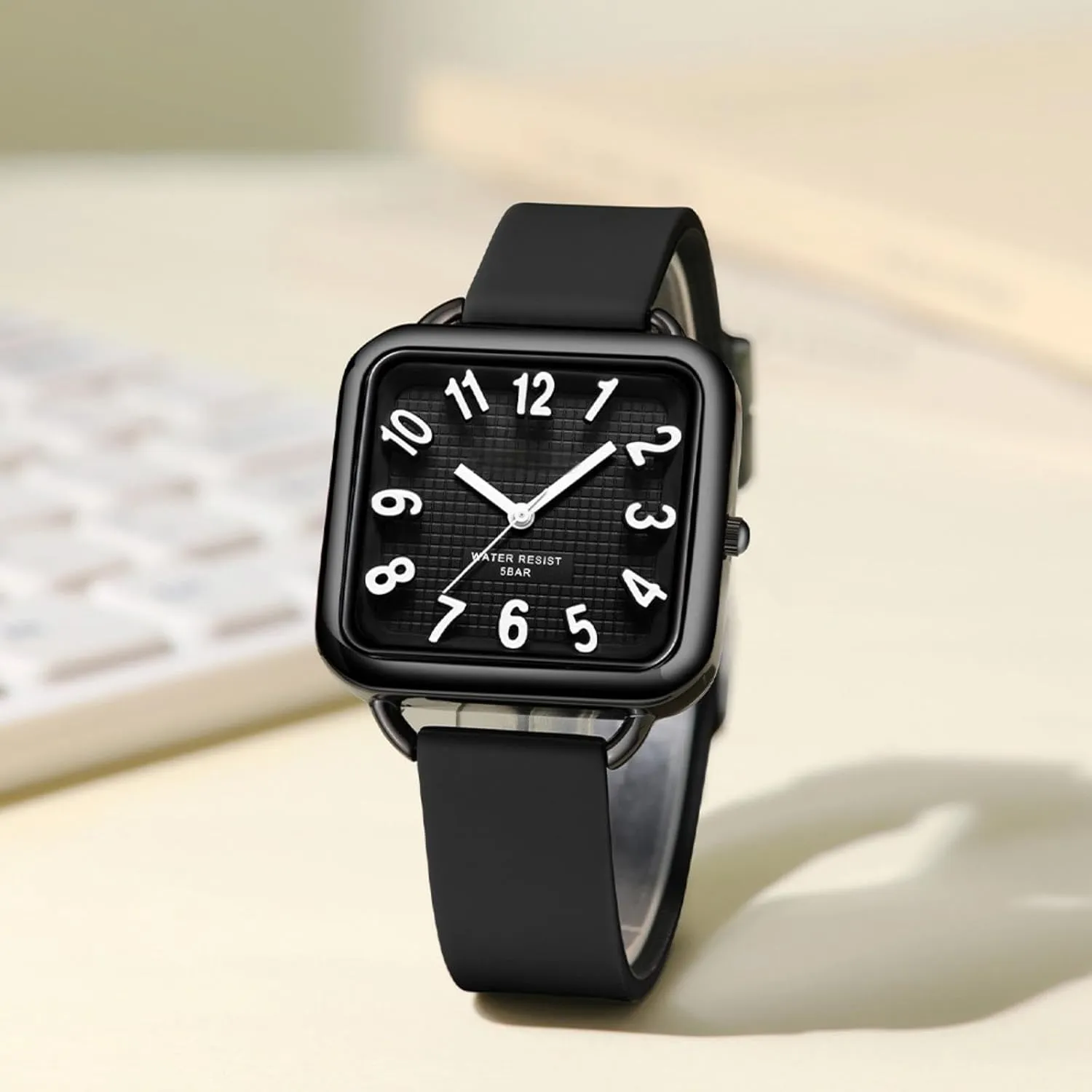 Watch 3D Designer Big Arabic Numbers former talk decline parking Square Dial Easy to Read Watches Colorful Green Silicone Strap Reloj para Mujer findtime Women 