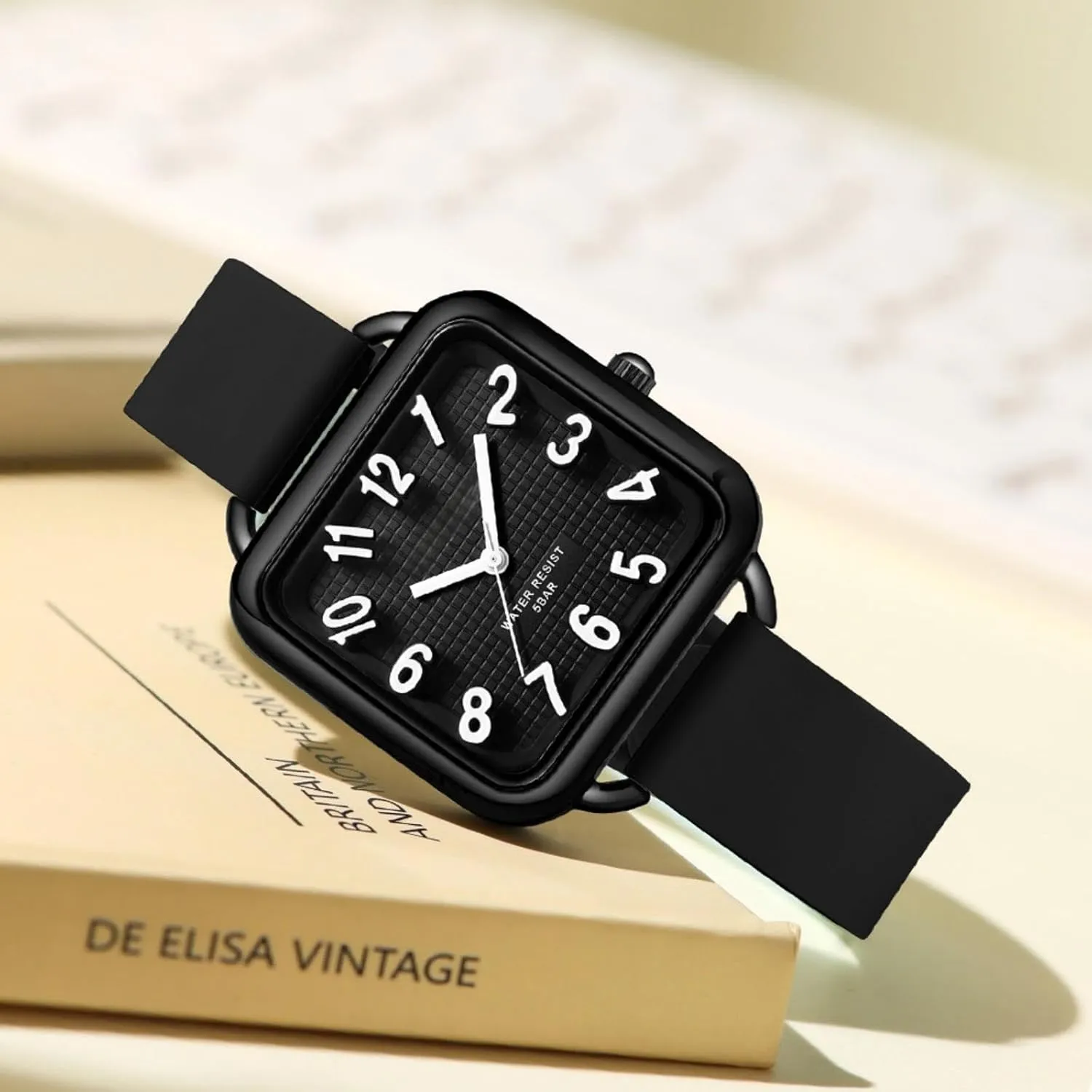 Watch 3D Designer Big Arabic Numbers former talk decline parking Square Dial Easy to Read Watches Colorful Green Silicone Strap Reloj para Mujer findtime Women 