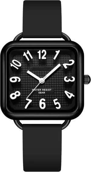Watch 3D Designer Big Arabic Numbers former talk decline parking Square Dial Easy to Read Watches Colorful Green Silicone Strap Reloj para Mujer findtime Women 