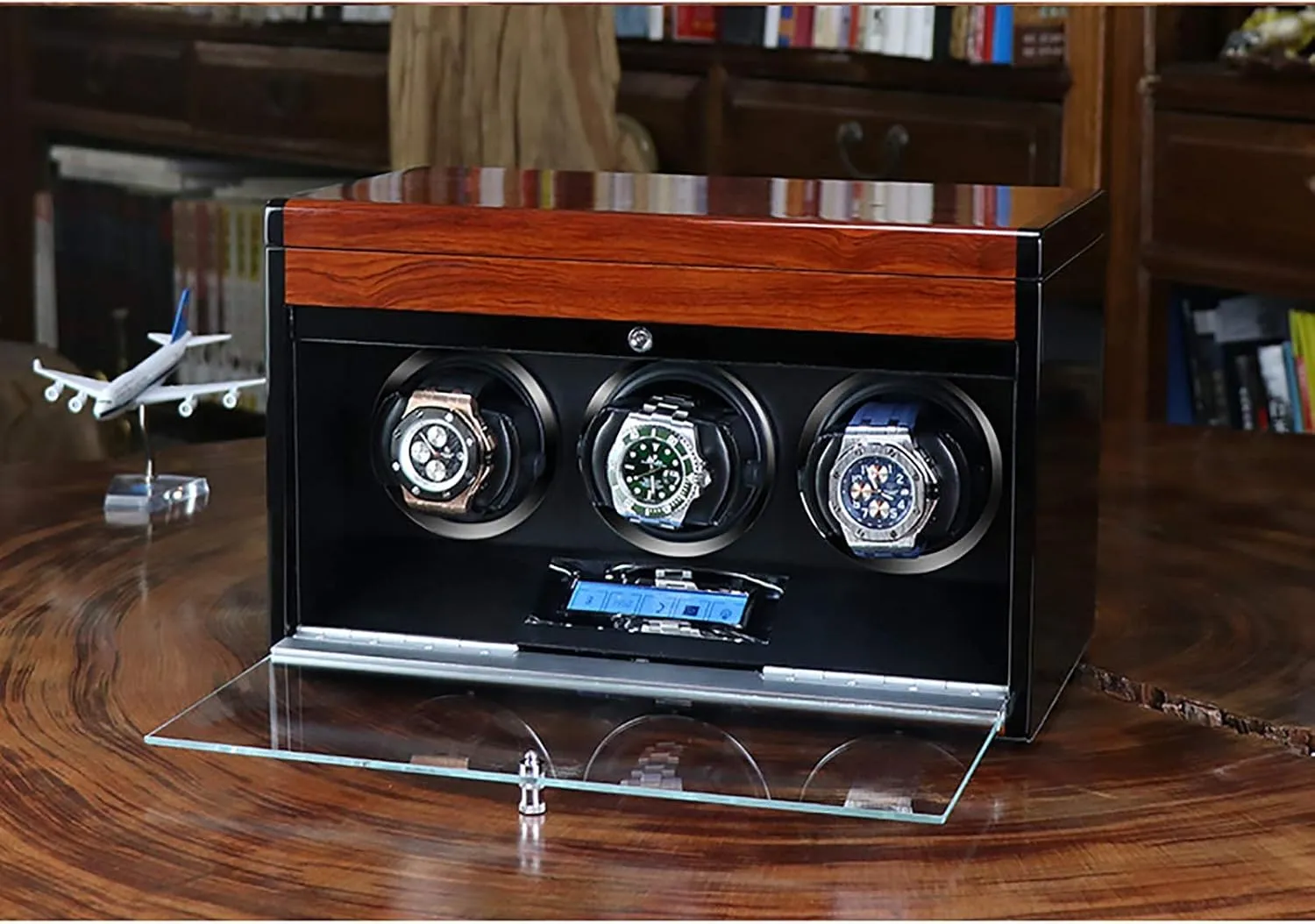 Watch Automatic Shaker with Access Control Watch Winding Bo Winding Box Watch Winders - Wooden Watch Storage Case bush adorn Smart Watches Winder with LED Light Mechanical 