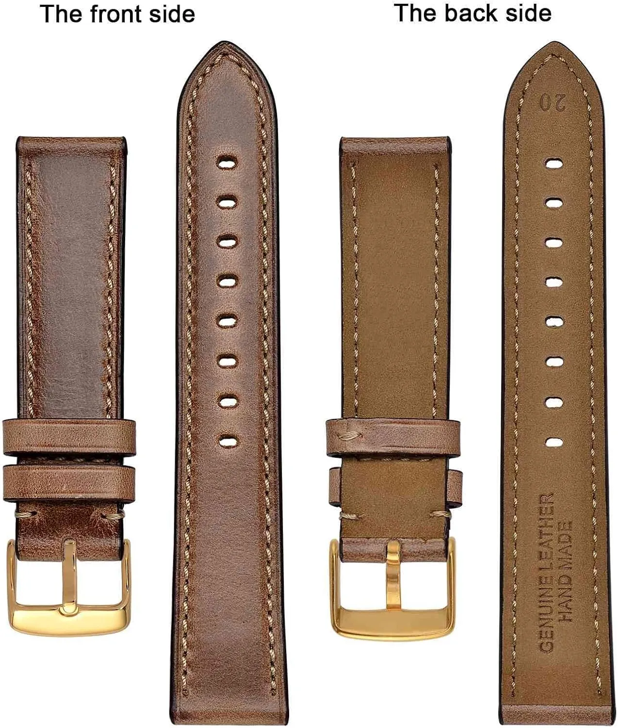 Watch Band 18mm 19mm 20mm 21mm 22mm 23mm 24mm, unsure Antique Watch Straps for Men, Supple and Breathable Calfskin BISONSTRAP Leather 